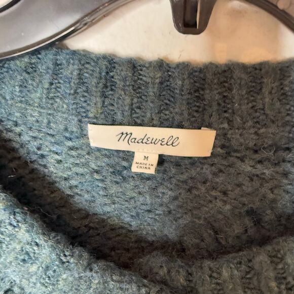 Women's Blue Cable Knit Sweater - Picture 4 of 6